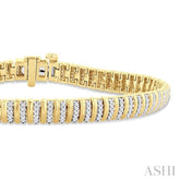 1 ctw Ribbed Round Cut Diamond Bracelet in 10K Yellow Gold